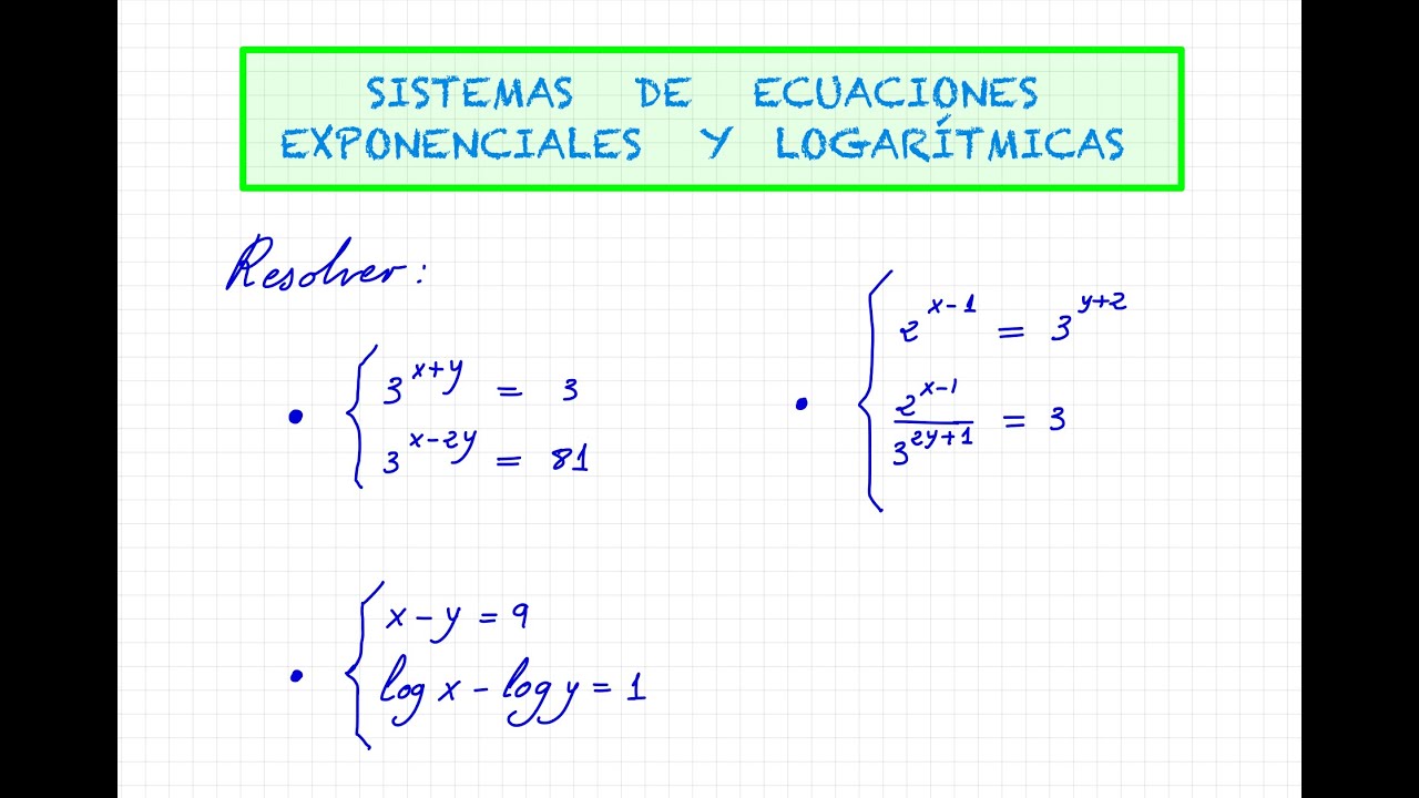 9 - Sistemas de ecuaciones exponenciales y logarítmicas