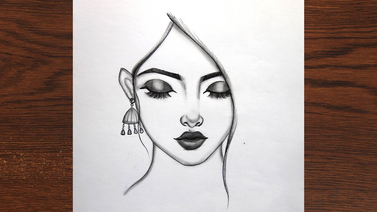 Beautiful Girl Face drawing very easy to draw || Drawing for Beginners||Pencil sketch drawing