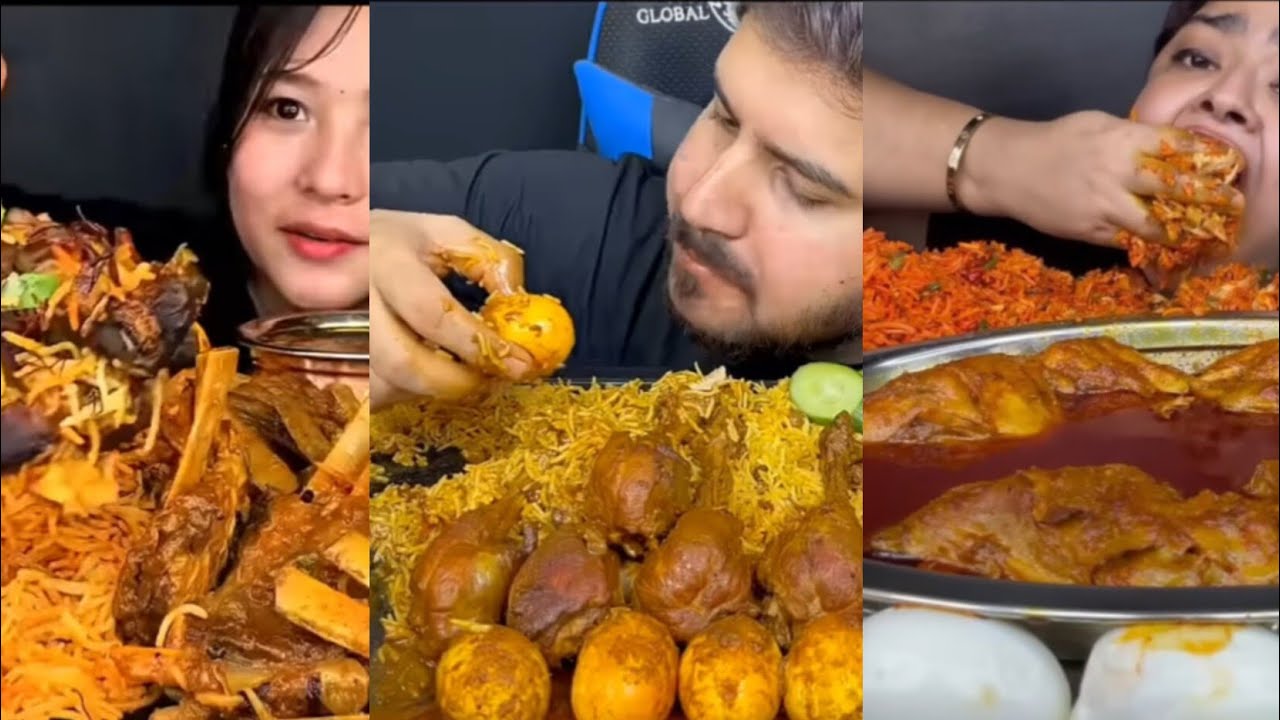 CHICKEN BIRYANI #MUTTON CURRY EGG CURRY BASMATI RICE EATING CHALLENGE VIDEO ASMR MUKBANG 
