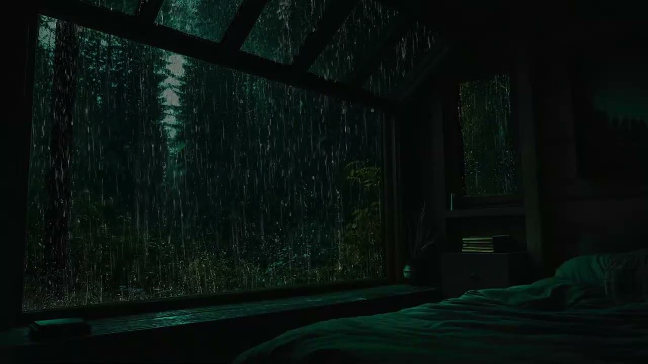 Heavy Rain at Midnight 🌙 Calm Bedroom Sounds for Insomnia Relief