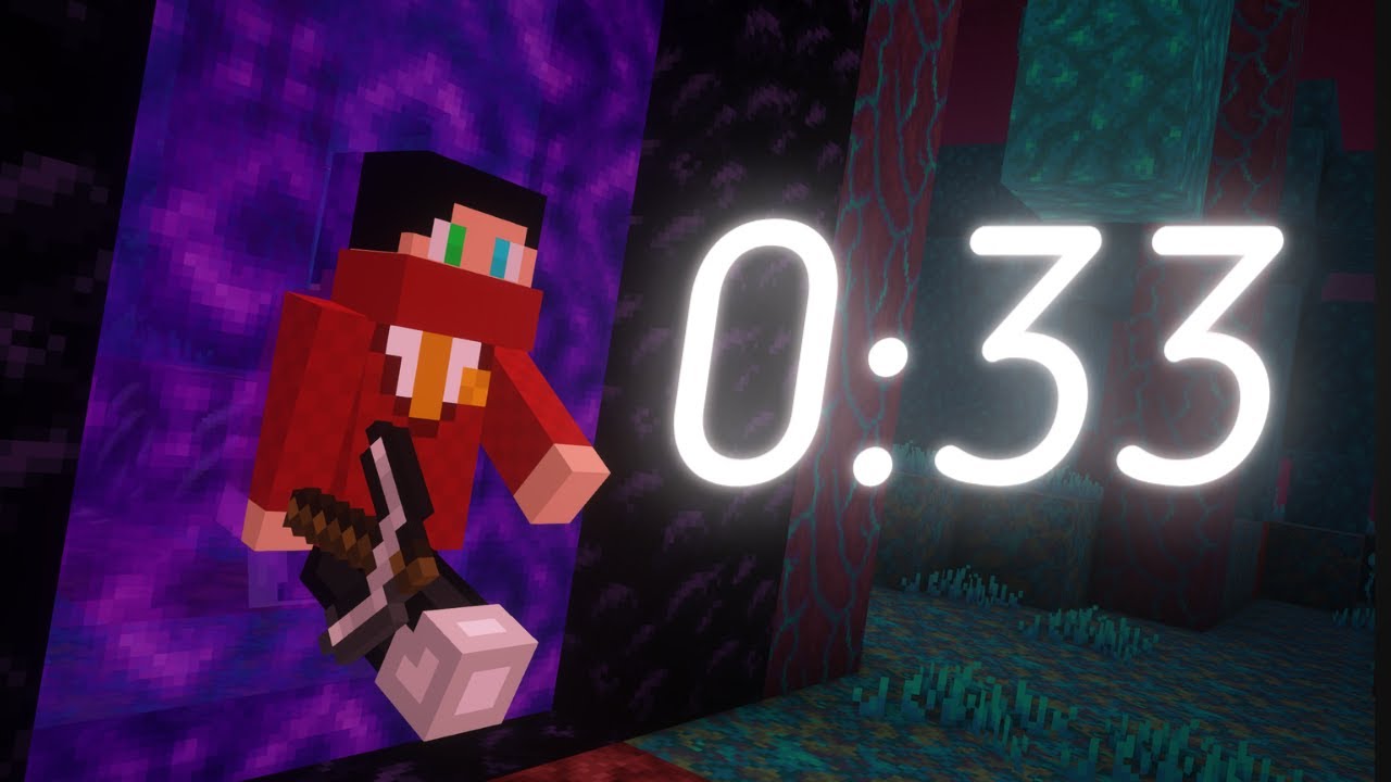 Minecraft Speedrun - 0:33 Nether Enter (Set Seed Glitchless)