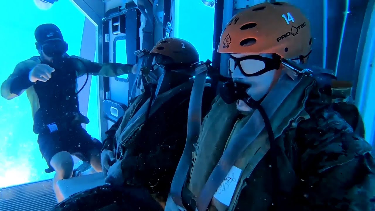 Marines Conduct Helicopter Underwater Egress