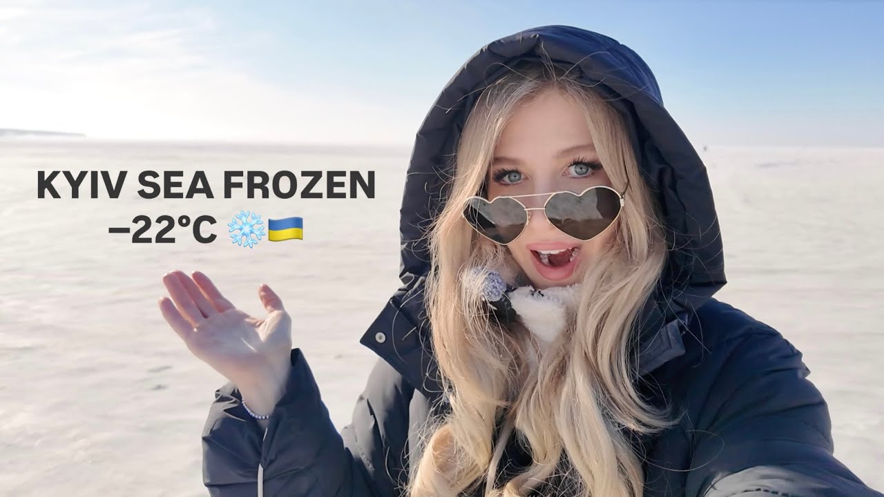 Экстремальная зима в Киеве, Украина, 2026 год | Замерзшее Киевское море (−22°C)