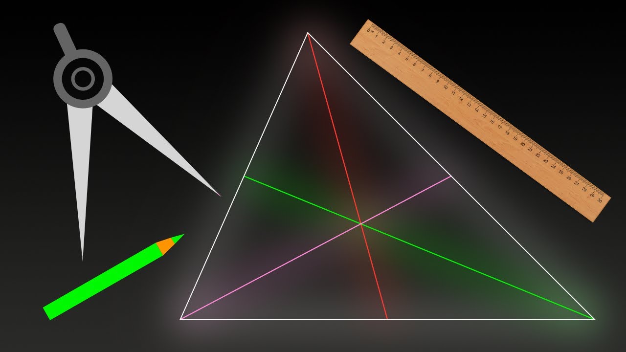 Mediane e baricentro di un triangolo  con riga e compasso 📏