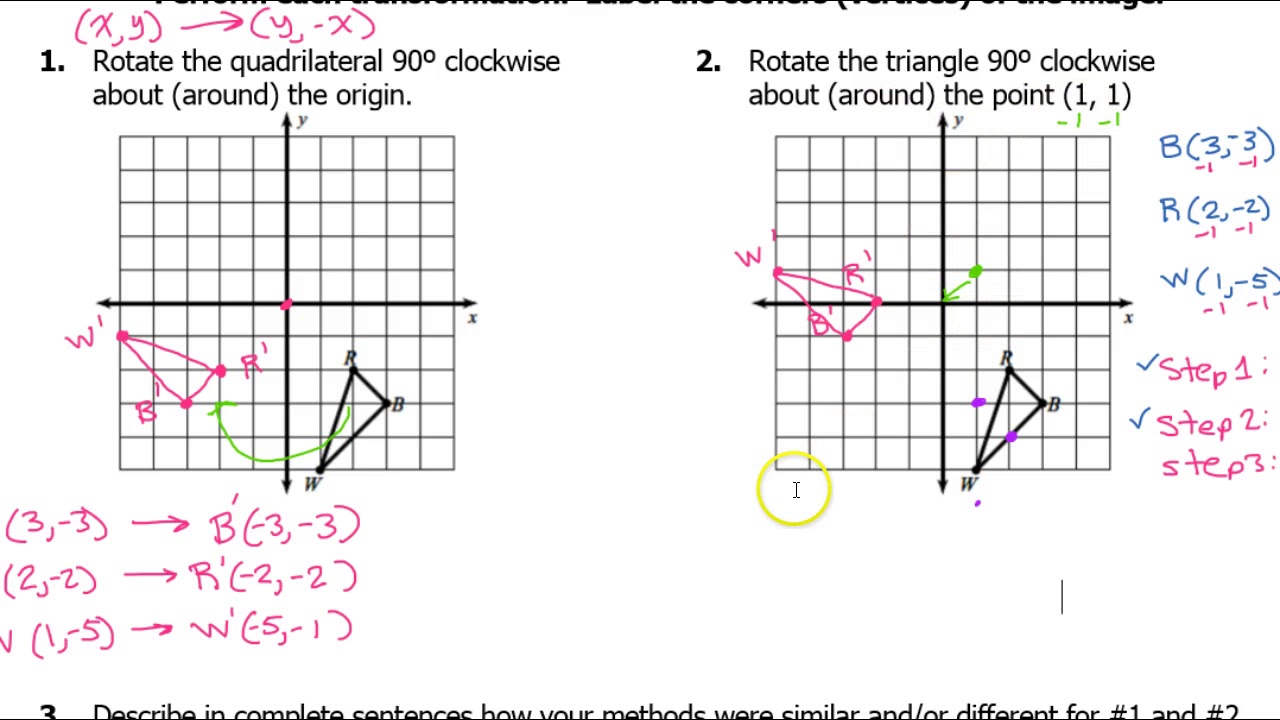 Day 8 HW (1 to 5) Rotation Around a Point Not the Origin