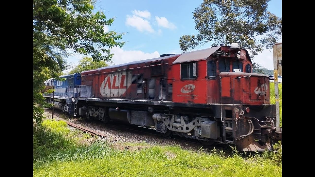 Brazil goods train crossing road