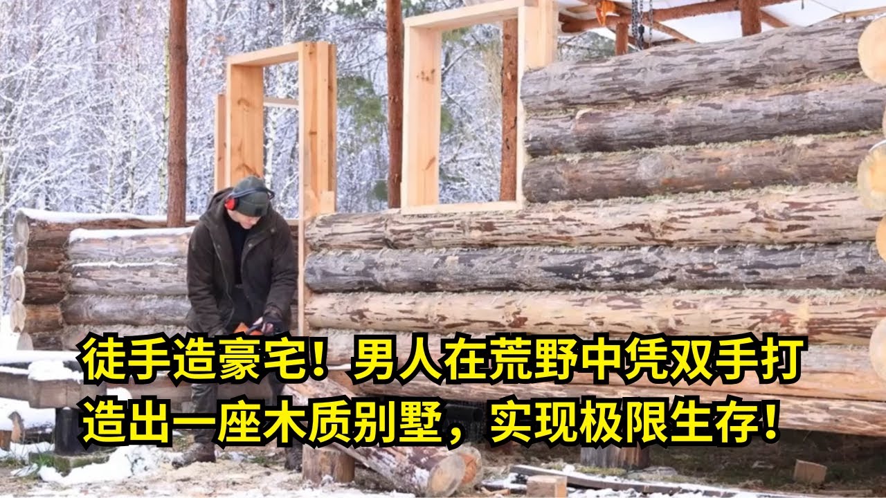 第315集: 徒手造豪宅！男人在荒野中凭双手打造出一座木质别墅，实现极限生存！ | 在野外建造