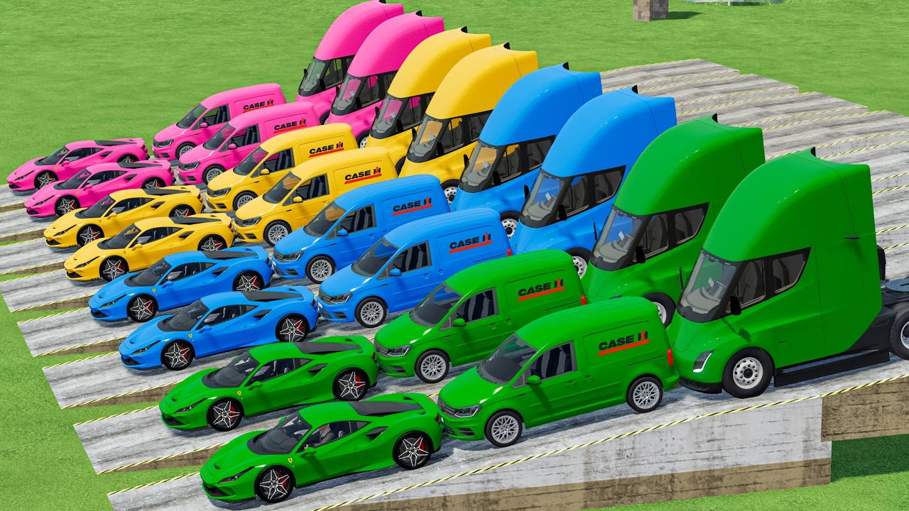 Transporting With Colors | Farari Vs Mini Van Vs Electric Truck In Fs22 | Farming Simulator 22