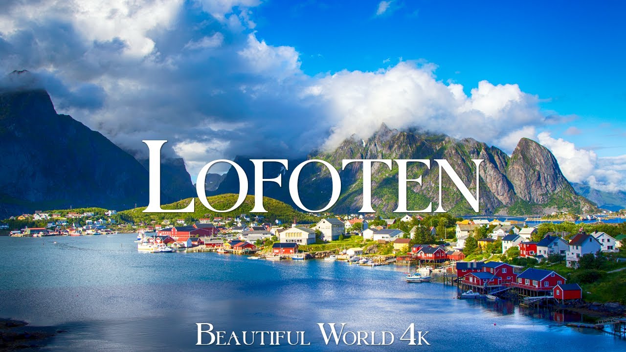 Lofoten 4K Amazing Aerial Film - успокаивающая пианино -музыка - живописная релаксация