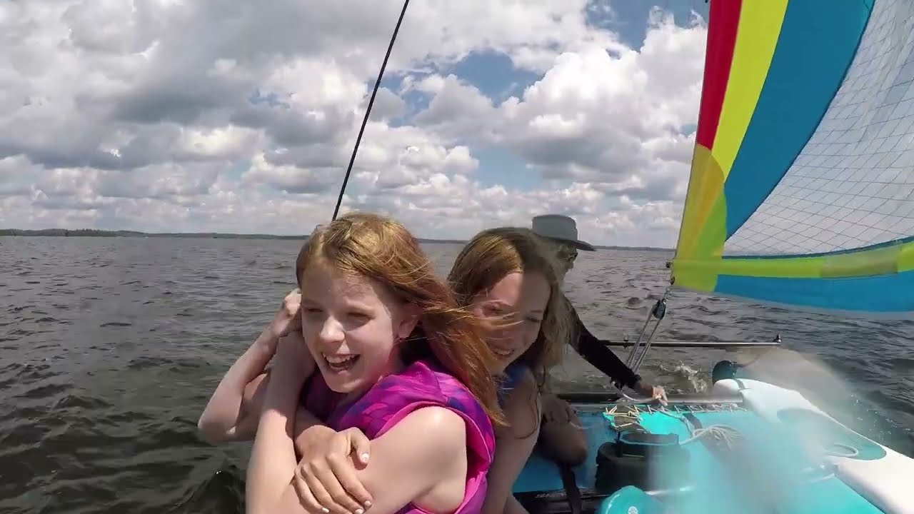 Hobie Wave Sailing in Light then Moderate Wind (5 -13 mph) with a Seasoned Crew.
