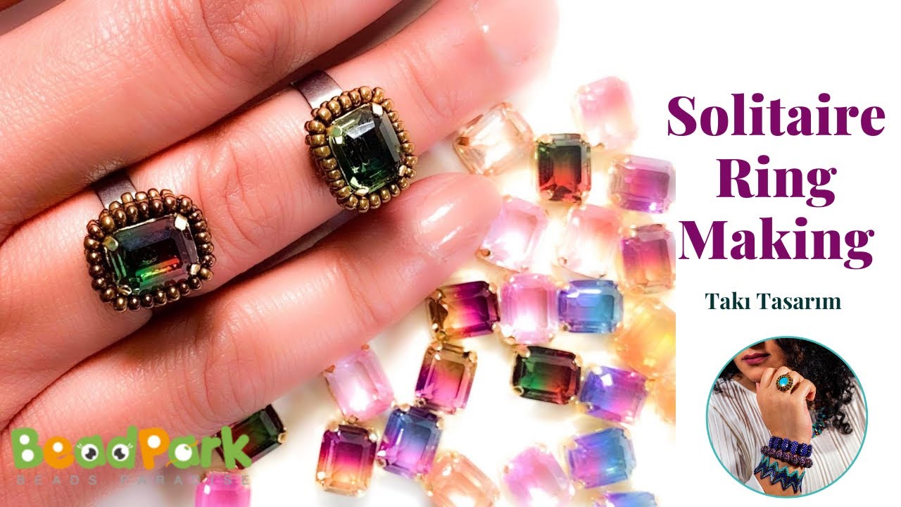 Tek Taş Yüzük Yapımı  ( Elde Boncuk Dokuma Tekniği ) / Beginners Beading /Beadpark