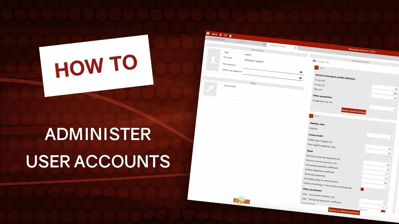 Meteodyn WT (2019) Tutorials: How to administer user accounts in Meteodyn WT?