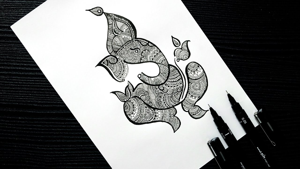 Ганеша Doodle Art || Как рисовать Ганеша || Специальный рисунок Ганеша Чатуртхи || Doodling Art