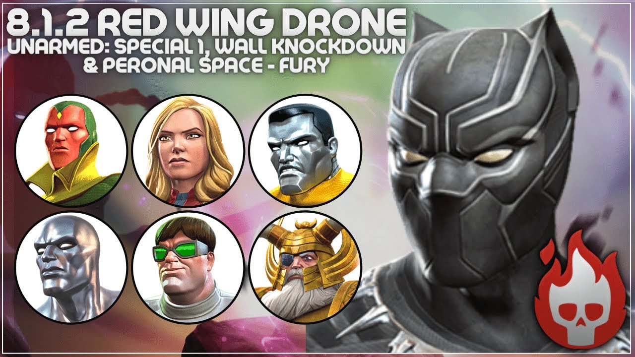 MCOC Act 8.1.2 - Red Wing Drone, Personal Space, Wall Knockdown & Disarm: Sp 1 - Black Panther CW