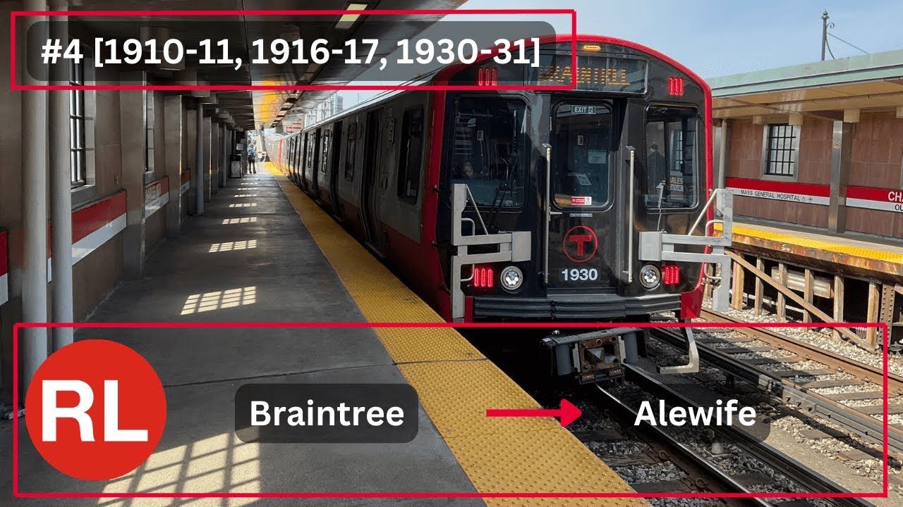 [Boston Subway FULL] MBTA #4 CRRC [1910-11, 1916-17, 1931-30] Red Line: Braintree → Alewife