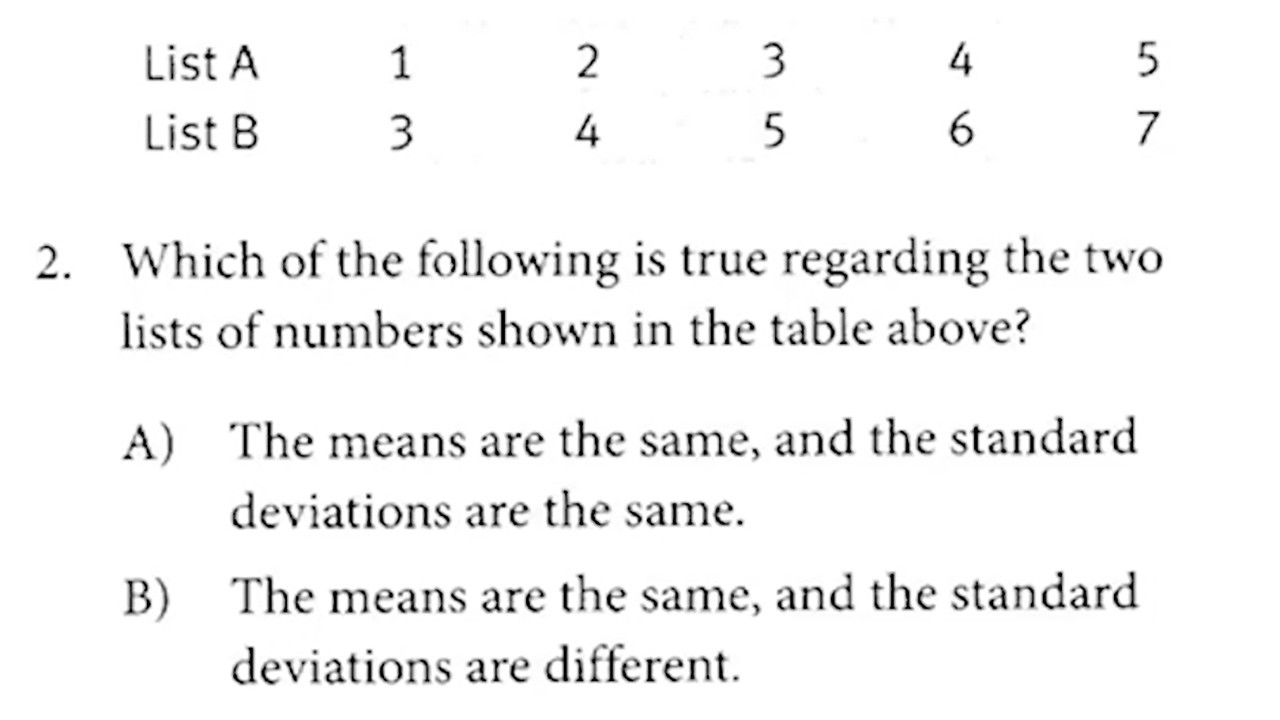 SAT Math Prep 6 Table Statistics, Probability Q2