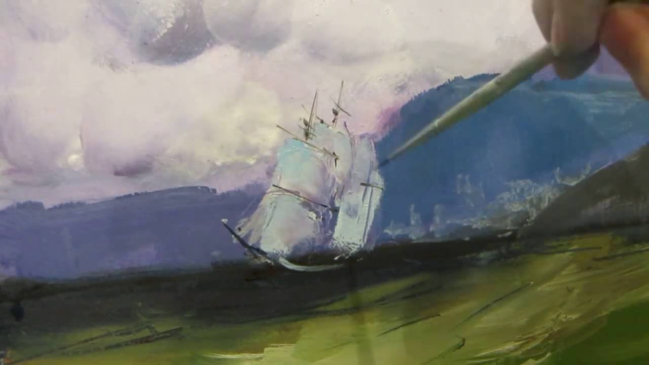 Oil painting. Seascape. Near the shore. Full video. Learning from Aivazovsky paintings.