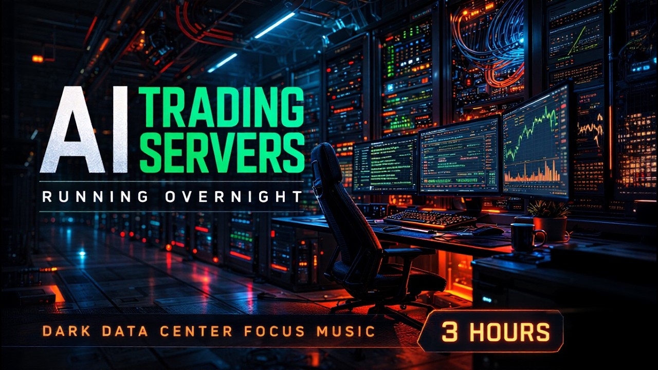 AI Trading Servers Running Overnight | Dark Data Center Focus Music (3 Hours)