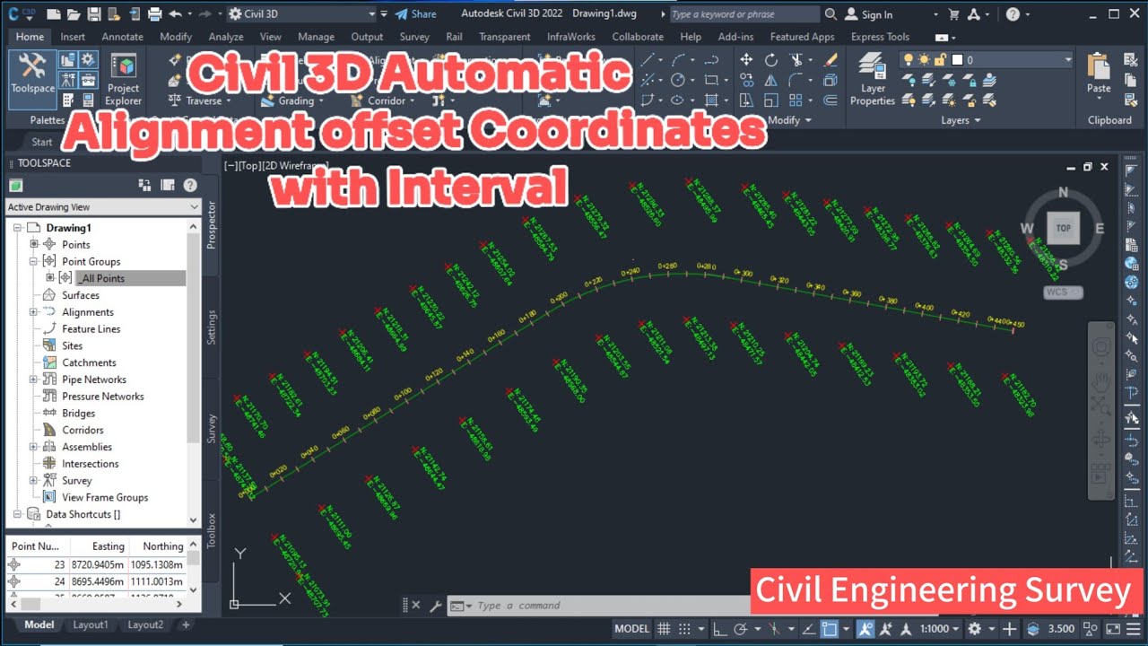 Civil 3D Tutorial - Generate Road Alignment & Offset Coordinates Automatically!