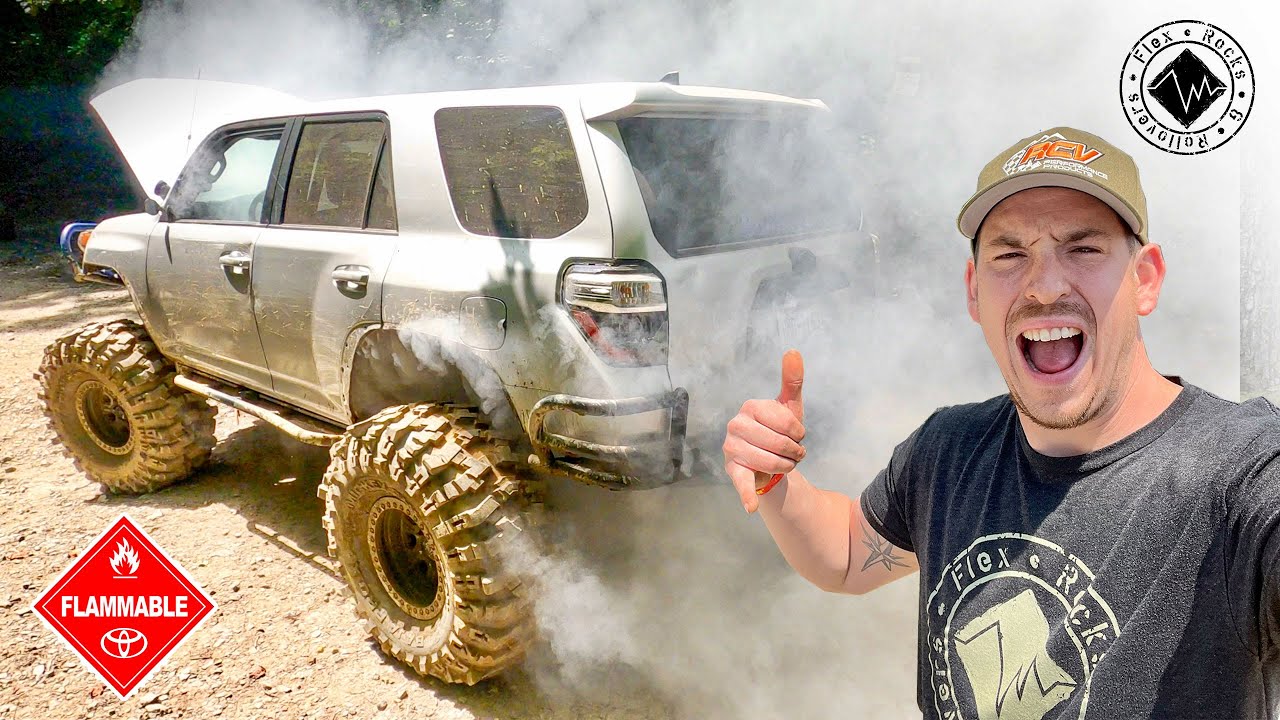 Supercharged Toyota 4Runner on 43's is ON FIRE! Harlan with @MischiefMakerTV & @offroadnchill