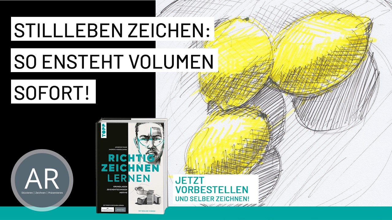 Stillleben zeichnen: Zitronen in der Schale mit Tonwerten | Mappenkurs Akademie Ruhr