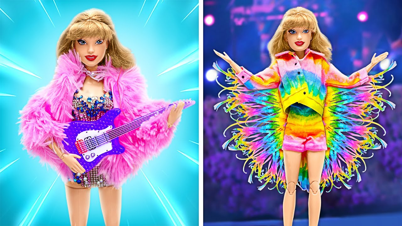 From Drab to Fab 🤩 Doll DIY & Makeover Into Taylor Swift Looks!