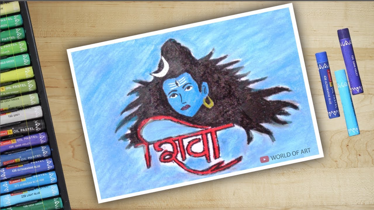 How to Draw Lord Shiva with Oil Pastels | Mahashivratri Drawing