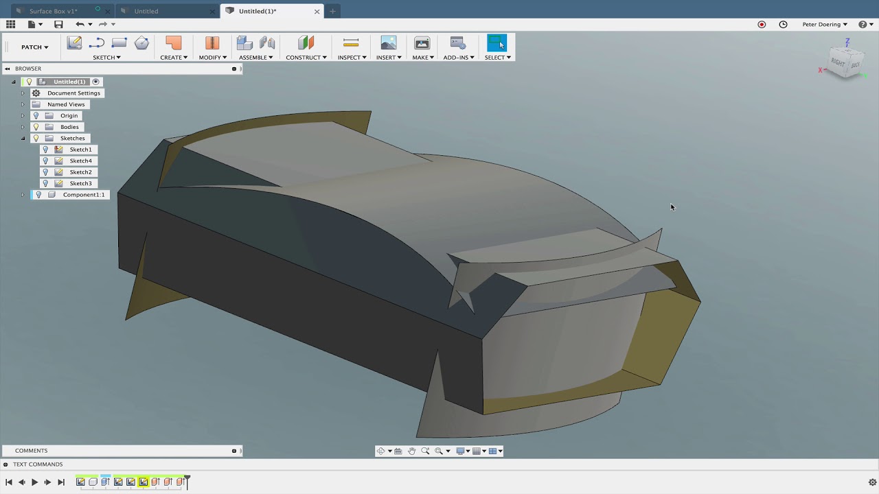 Fusion 360 - Curved box with overbuilt surfaces