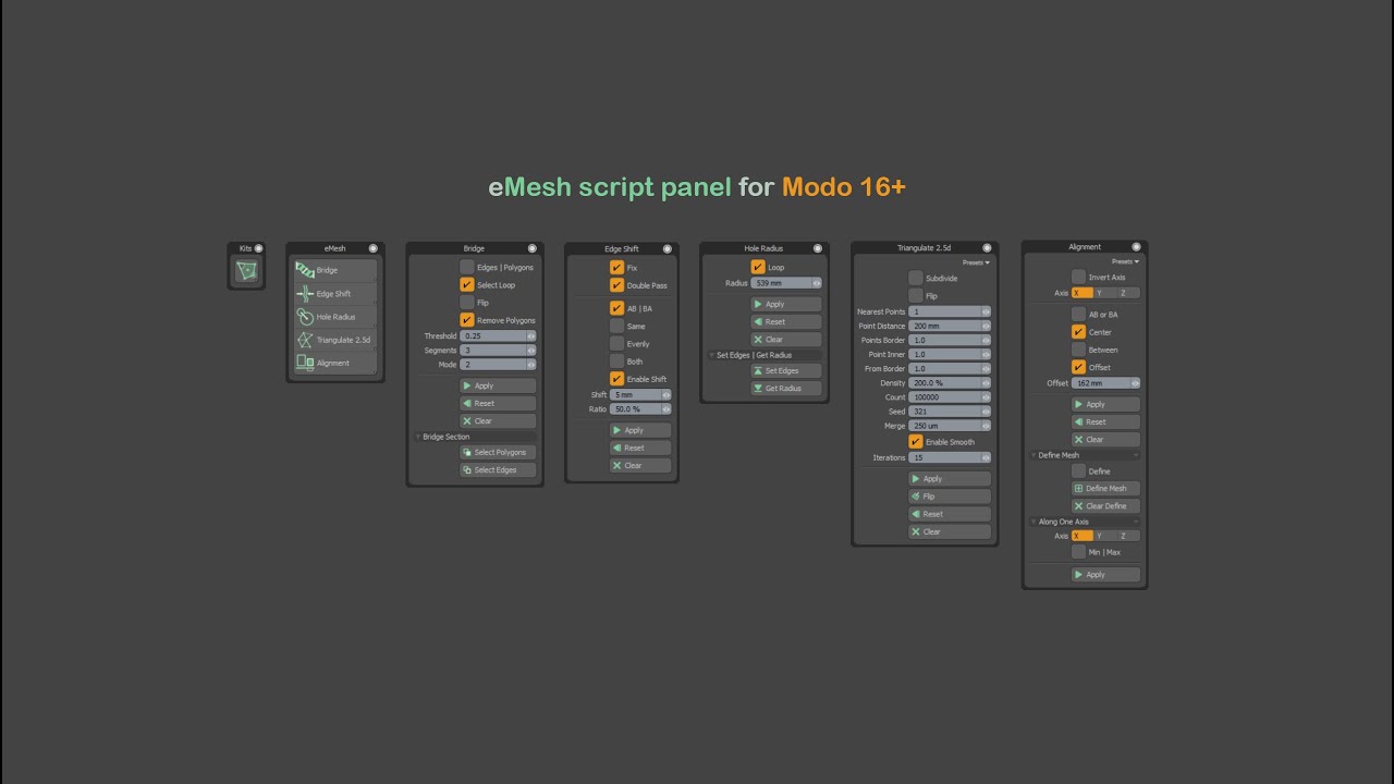 eMesh Script Panel for MODO