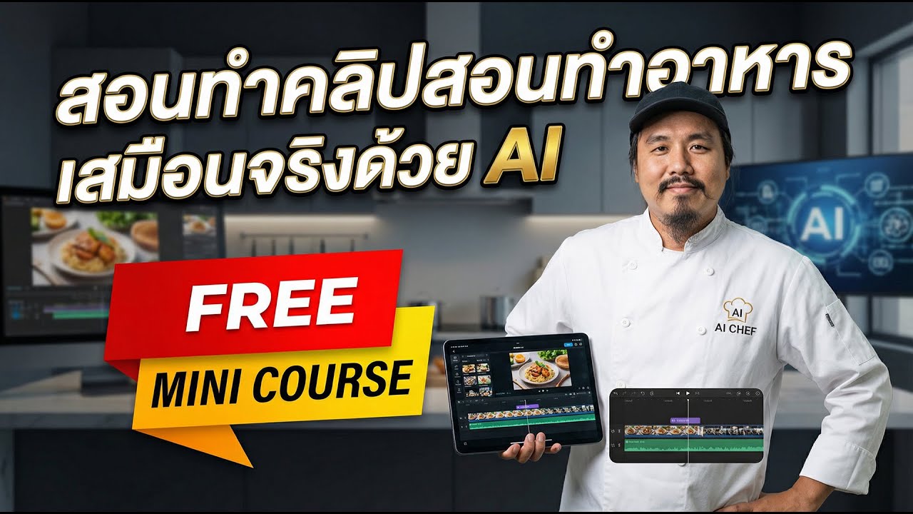 Free Mini Course: สอนทำคลิปสอนทำอาหารสุดเฟี้ยว ด้วย Ai ดูจน ทำเป็นเลย