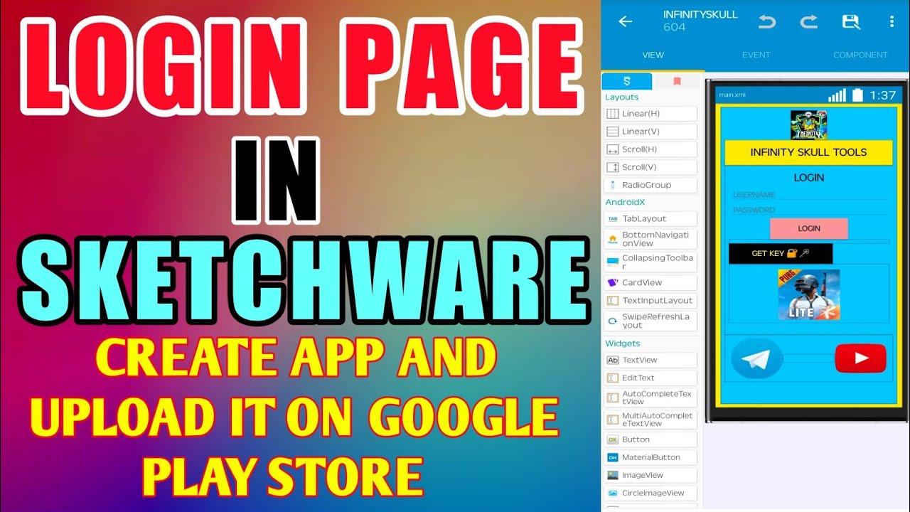 How to make login page in sketchware | how to make gfx tool in sketchware #loginpagesketchware