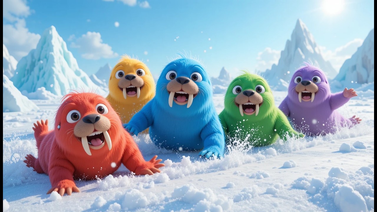 Five Little Walruses Slide Slide Slide | Icy Arctic Counting Song