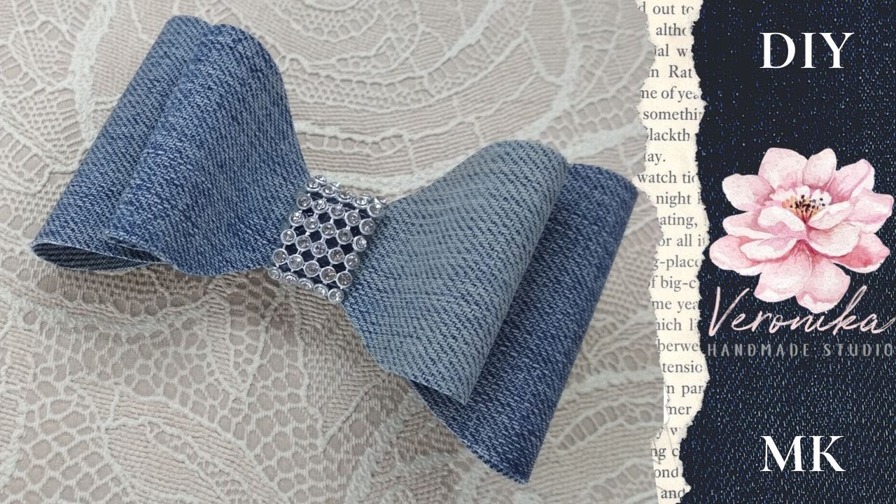 🎀Джинсовый бантик ELEGANT 🎀 Jeans Hair Bow DIY 🎀 Tutorial Denim Bow 🎀 PAP La&ccedil;o Jeans 🎀 Arco De Jeans