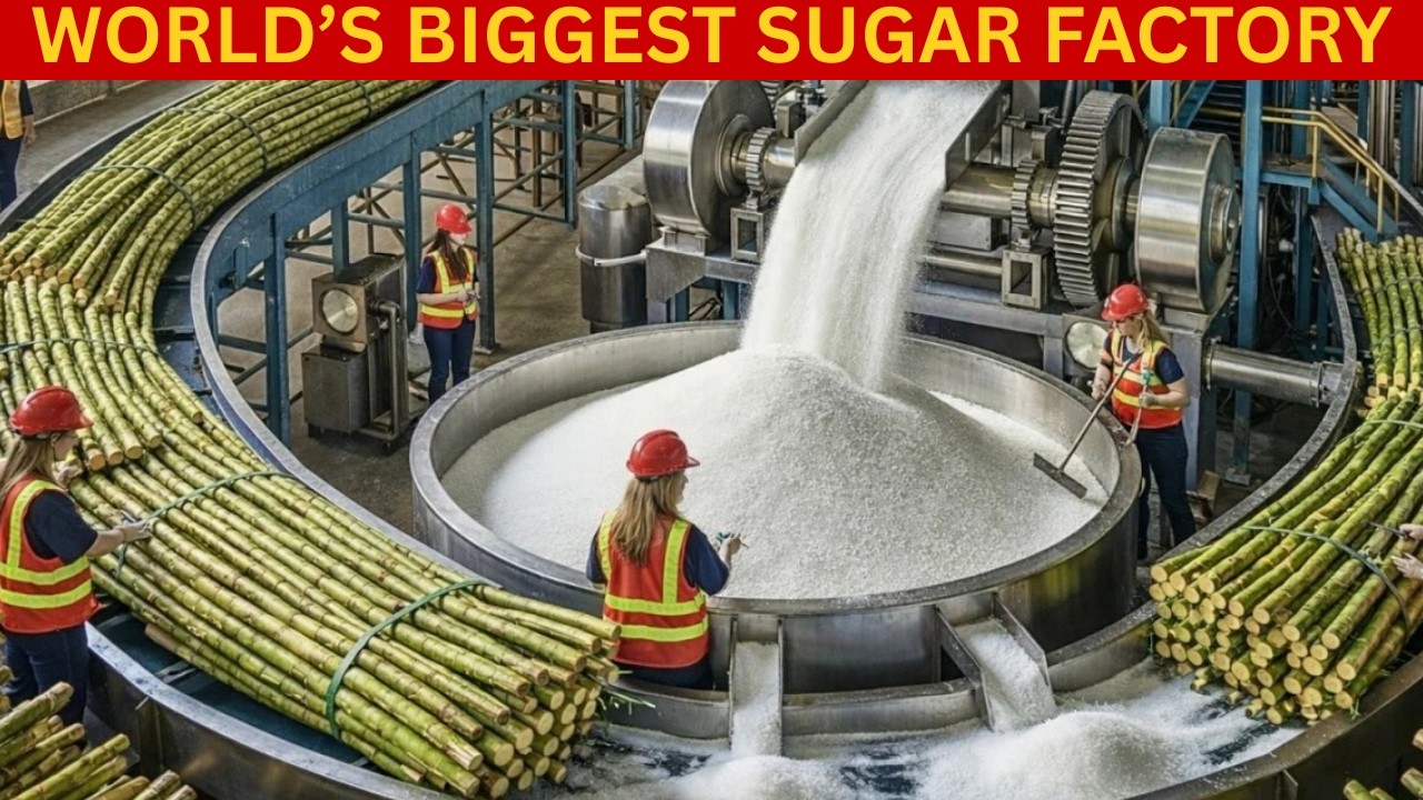 Inside a Massive Sugar Factory 🍬 How Sugarcane Turns Into Crystal Sugar