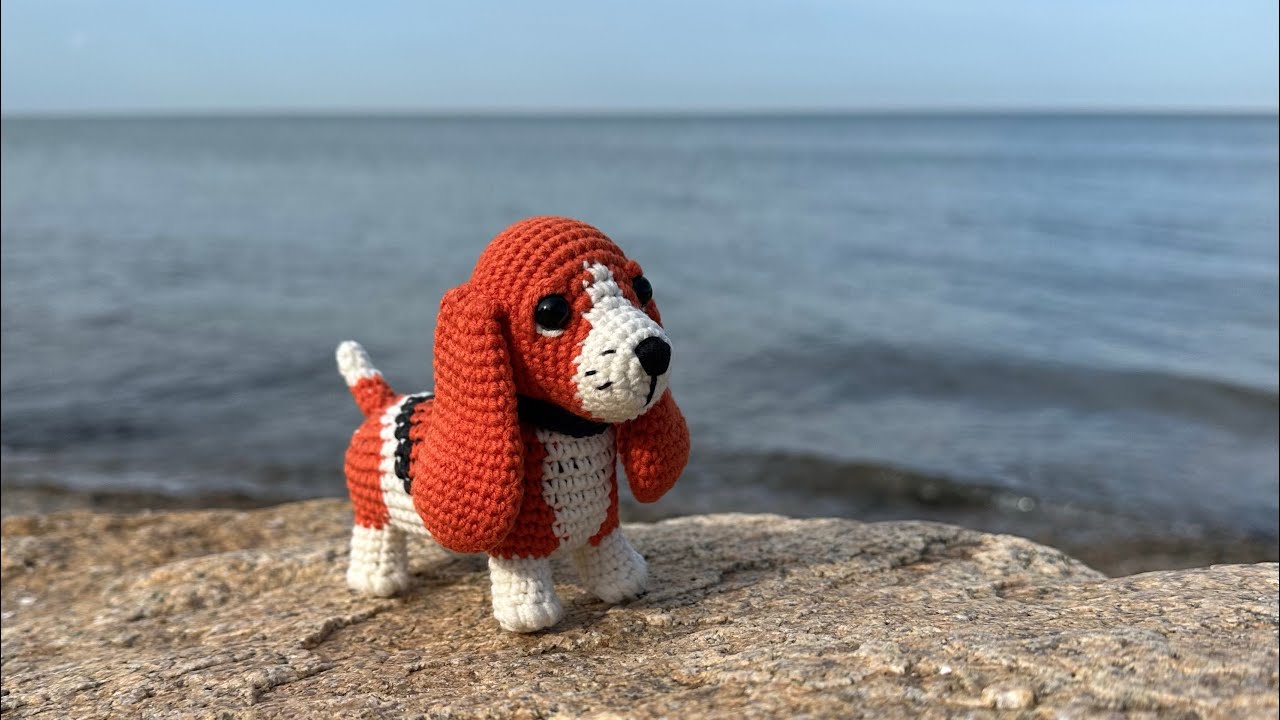 tutorial: BASSETT HOUND, crochet puppy / БАССЕТ ГАУНД, вʼязане цуценя, part 1 (ears, tail, paws)