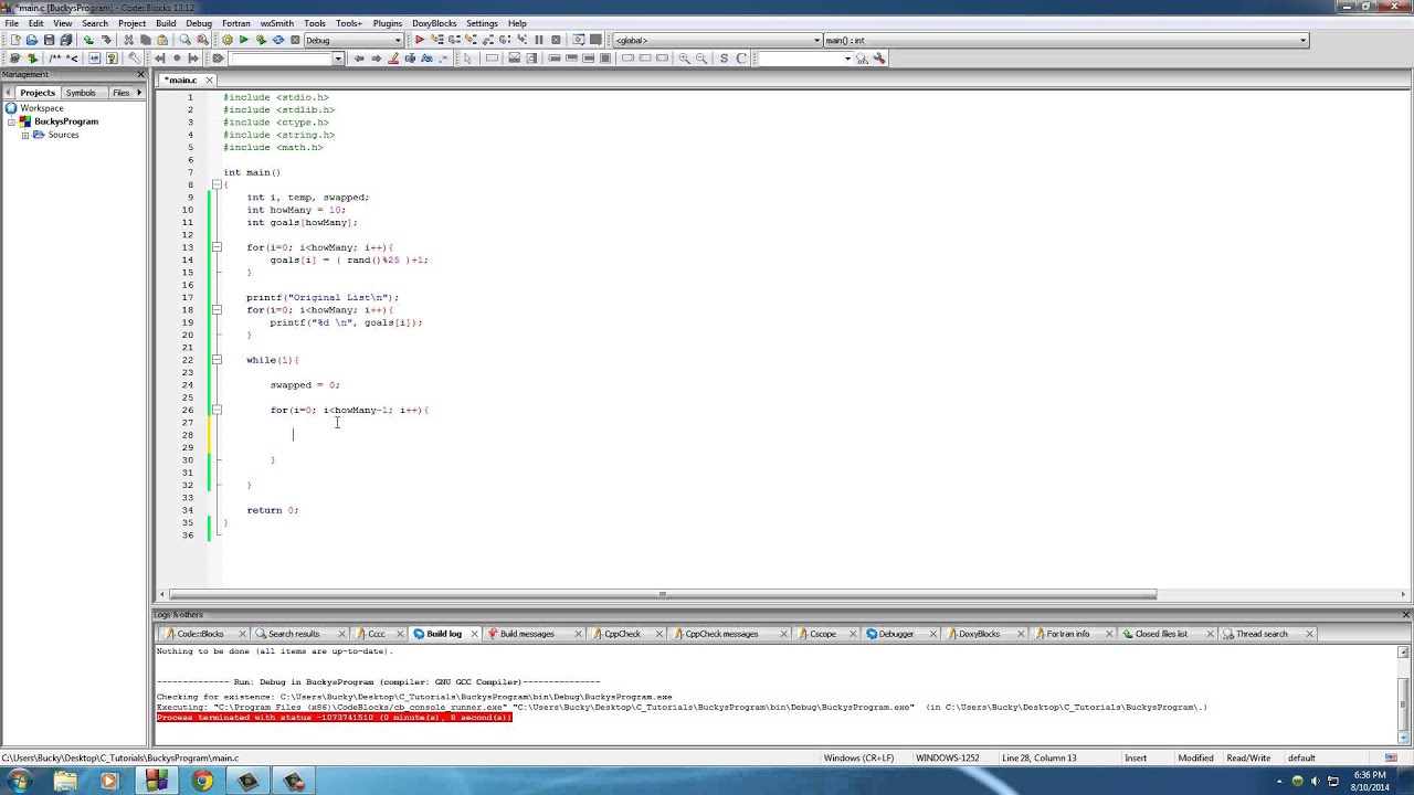 C Programming Tutorial - 41 - Sorting Arrays