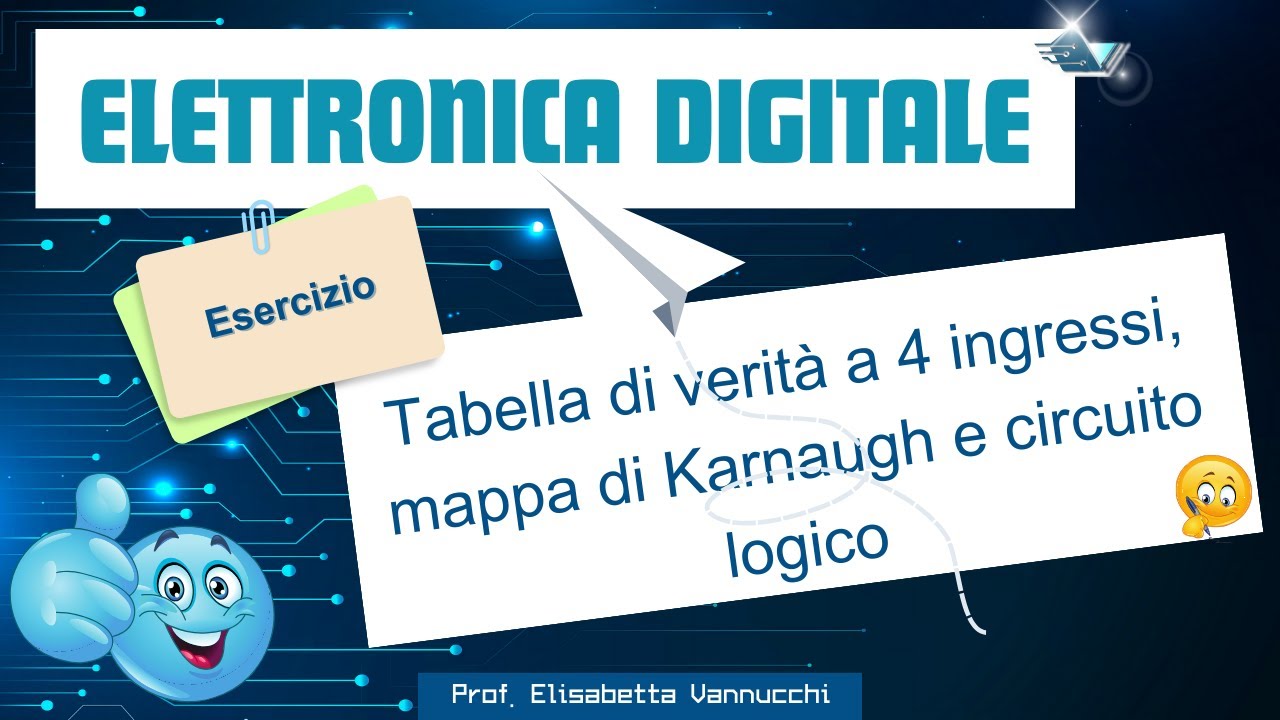 Tabella di verità a 4 ingressi, mappa di Karnaugh e circuito logico corrispondente esercizio guidato