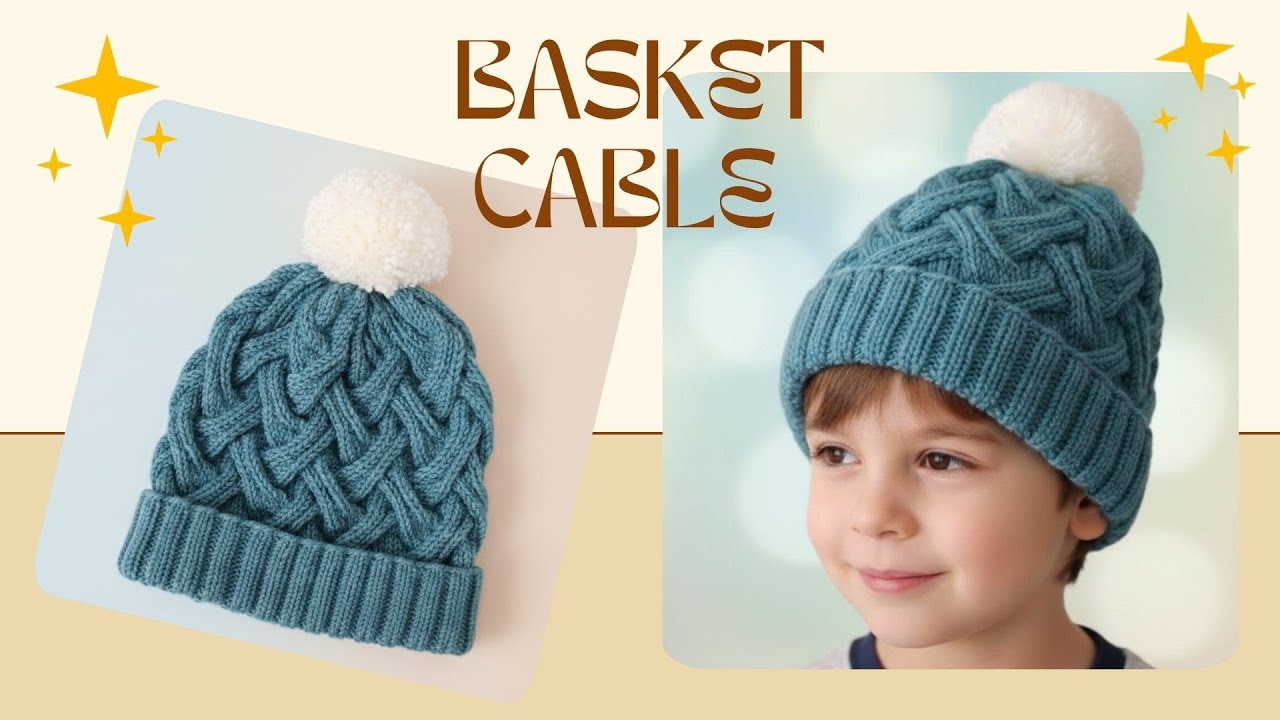 Diagonal Basket Weave Cable/#بافتنی_دومیل  بافت کلاه با پیچ حصیری