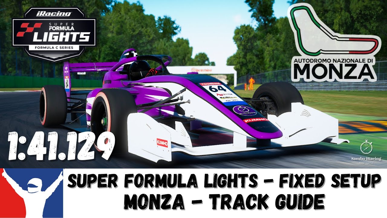 iRacing - Super Formula Lights - Monza Track Guide 1:41.129 - SFL Monza Track Guide