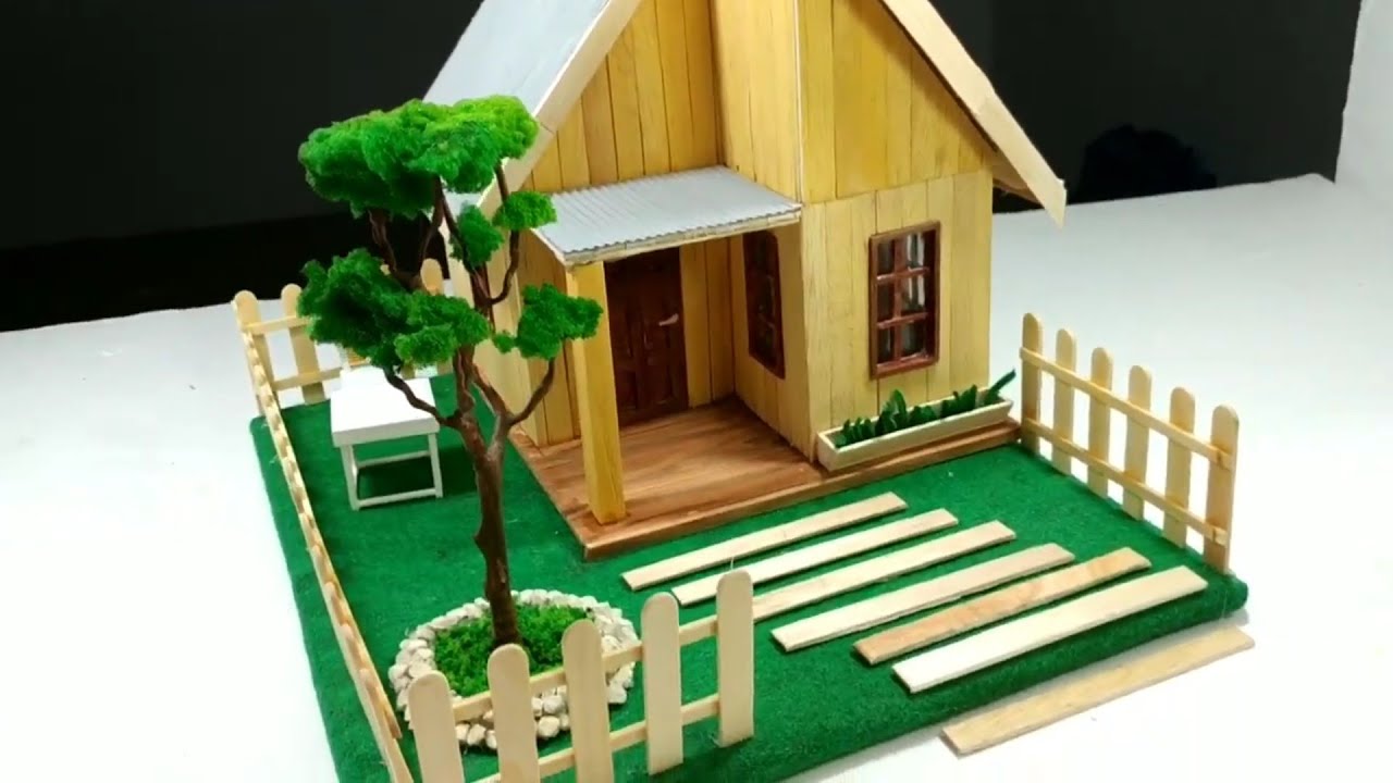 DIY Miniatur Rumah Sederhana Dari Stick Es Krim
