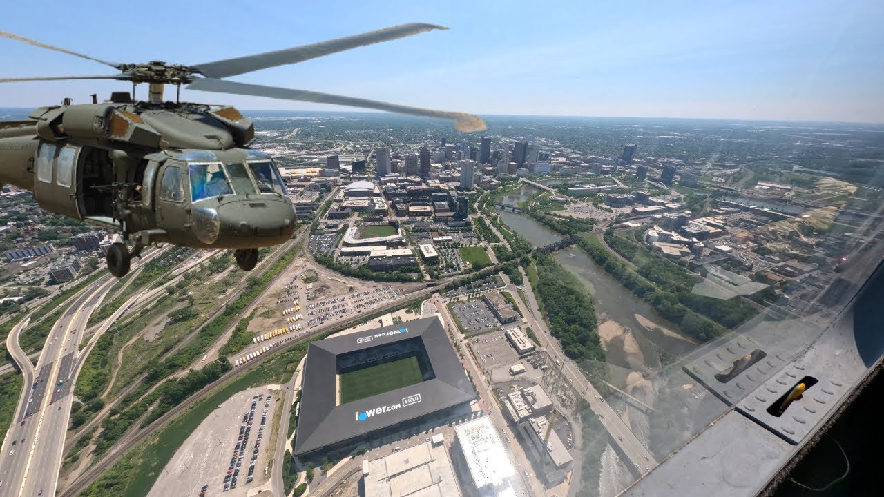 Flying Over Downtown Columbus, Ohio in a Blackhawk Helicopter