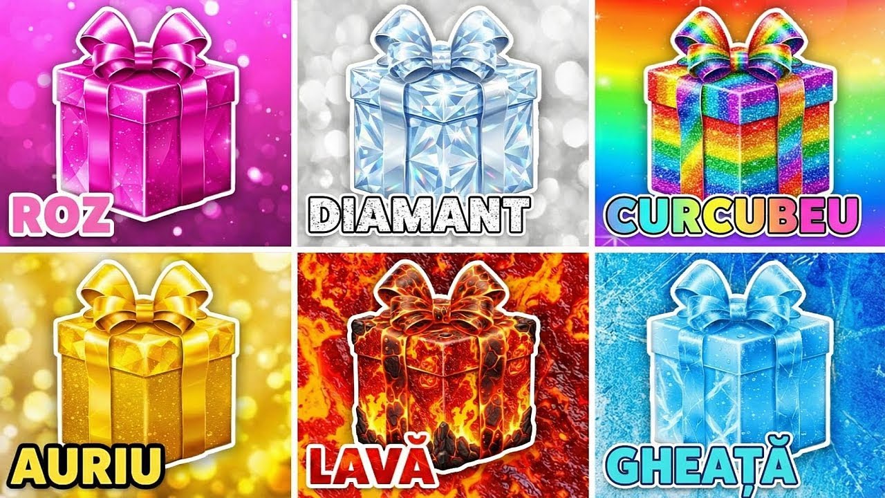 Alege-ți Cadoul 🎁 Roz 🎀 Diamant 💎 Curcubeu 🌈 Auriu 💰 Lavă 🌋 Gheață ❄️