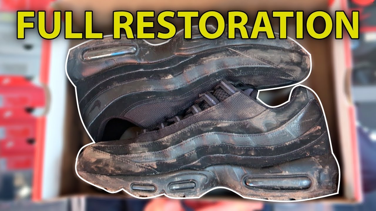 TRIPLE BLACK AIR MAX 95 ПОЛНАЯ ВОССТАНОВЛЕНИЕ (ИЗ МУСОРНОГО В НОВЫЙ!)