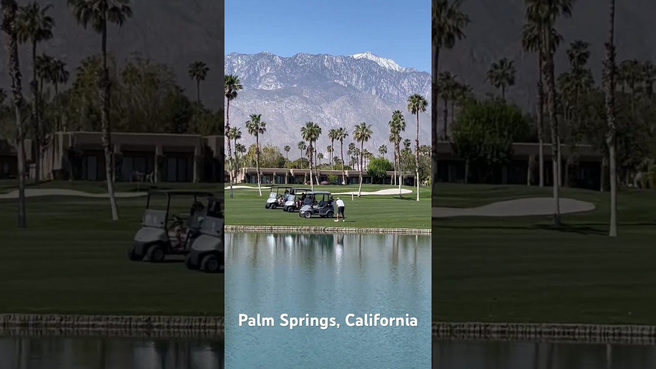 Has to be the most scenic golf course. It&rsquo;s in Palm Springs, California. #mountains #golf