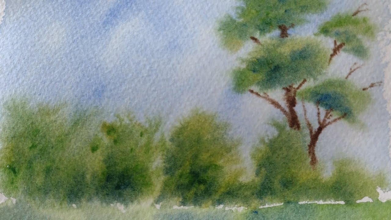 How to paint easy distant trees in Watercolour