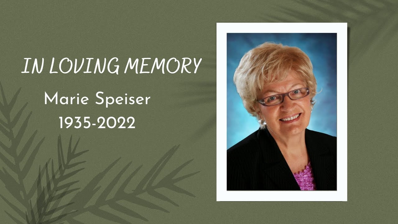 Funeral for Marie Speiser, 10:00 a.m. Saturday, July 16