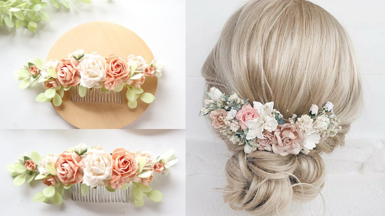 Cara membuat sirkam rambut | flower haircomb tutorial | diy sirkam bunga mudah