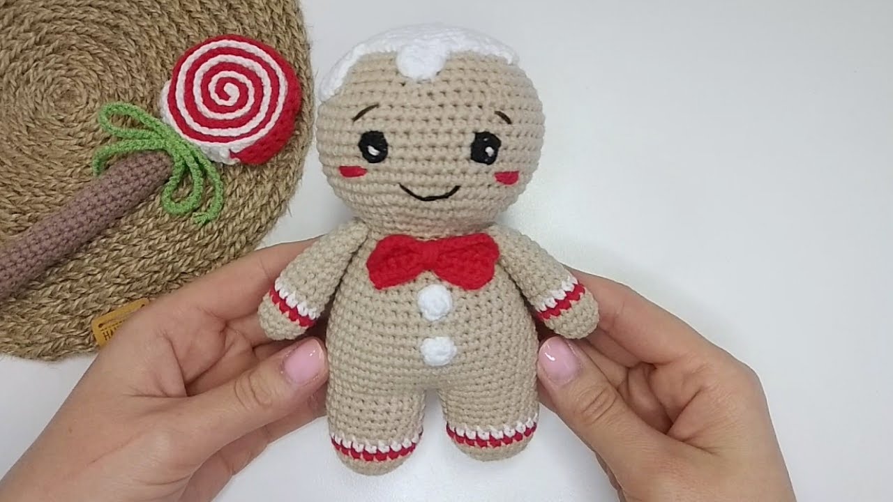 🧡 ВЯЗАНЫЙ ПРЯНИЧНЫЙ ЧЕЛОВЕЧЕК КРЮЧКОМ МАСТЕР-КЛАСС 🍪 CROCHET GINGERBREAD MAN AMIGURUMI TUTORIAL