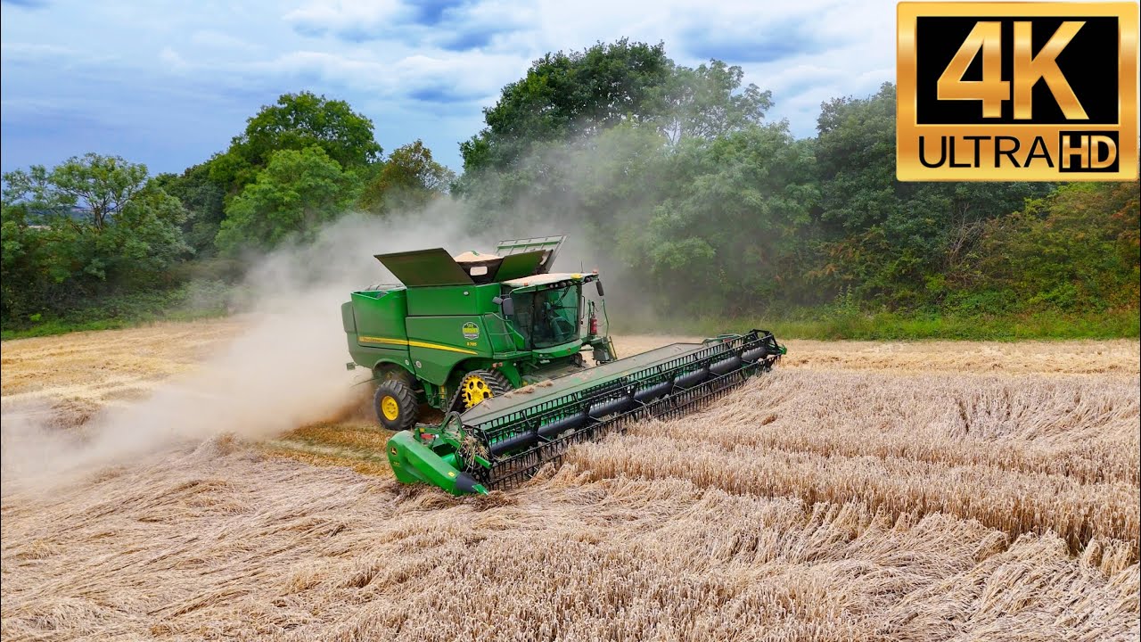 4K 2025 Heavy Machinery John Deere Harvesting Wheat Agricultural Farming JCB Tractors