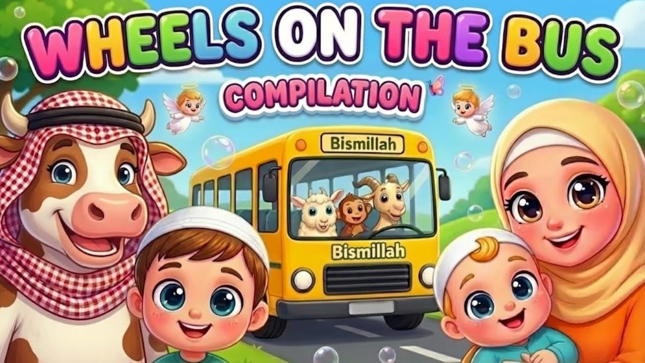 Wheels on the Bus Islamic Combo 🚌✨🐮 | Normal, Magical & Animal Versions | Islamic Rhymes for Kids